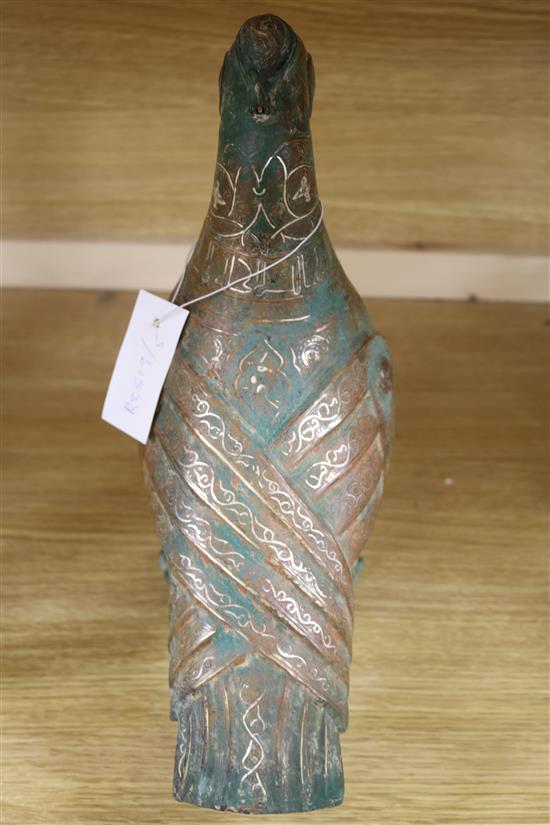 An Islamic bronze bird incense burner